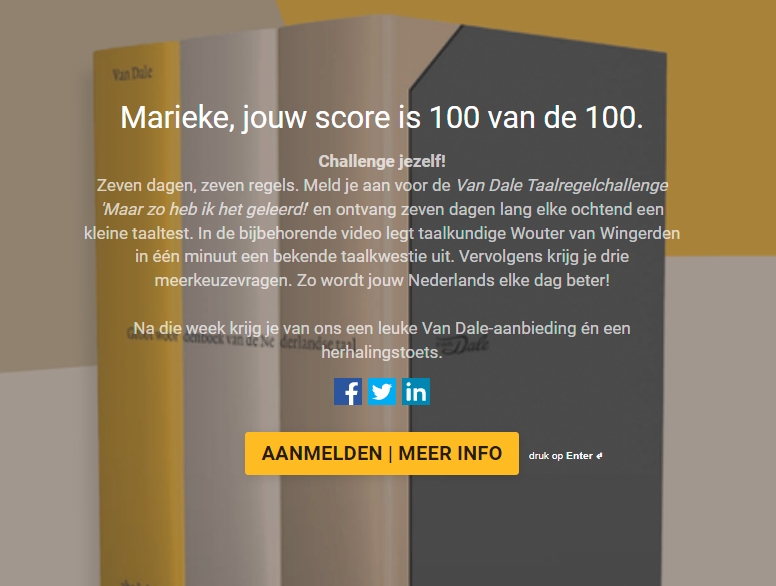 Score taaltest Van Dale